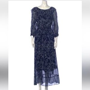 NWT Banjanan paisley scoop back Navy midi Dress
